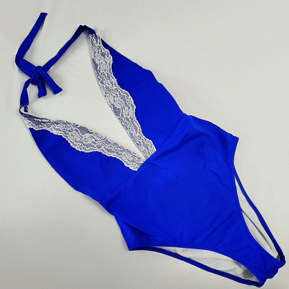❗️SALE❗️ Blue Laced Swimsuit - Picture 1 of 7